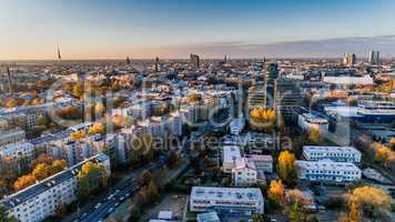 Riga city DSLR Drone Buildings photo from above