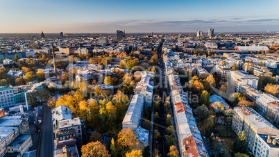 Riga city DSLR Drone Buildings photo from above