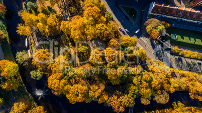 Riga city DSLR Drone Buildings photo from above