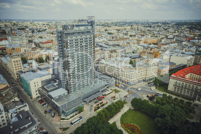 Riga city DSLR Drone Buildings photo from above