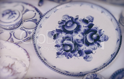 Festive dish with blue pattern