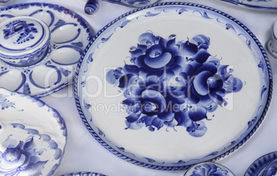 Festive dish with blue pattern