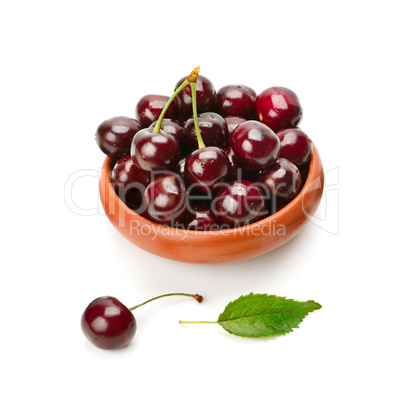 Ripe cherry isolated on white background