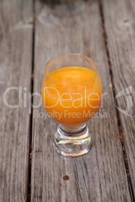 Fresh squeezed Orange juice in a clear glass