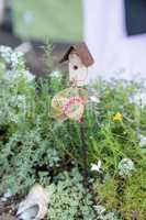 Bonsai mini garden planter scene set up in a garden