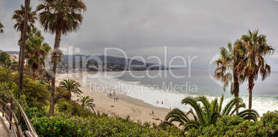 Overcast Summer sky over Main Beach in Laguna Beach