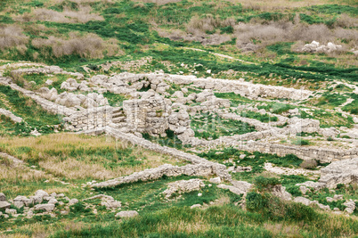 Archaeological excavations of an ancient structure. Crimea, Mith