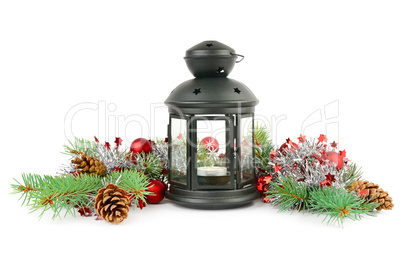 Composition of the Christmas decorations isolated on white backg