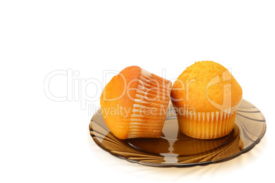 Chocolate cupcakes isolated on white background