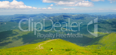 View from the top of the mountain Goverla, Carpathians Ukraine .