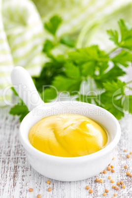 Mustard on white background