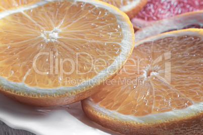 Sliced orange close up.