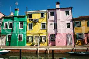 Colorful houses in Burano island , Italy