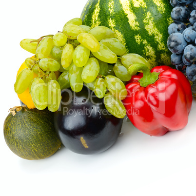 Set of fruit and vegetable isolated on white background.