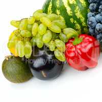 Set of fruit and vegetable isolated on white background.