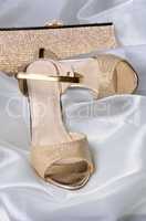 A pair of gold sandals