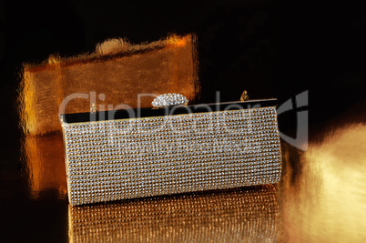 Gold clutch with rhinestones