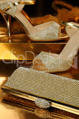 Gold clutch with rhinestones