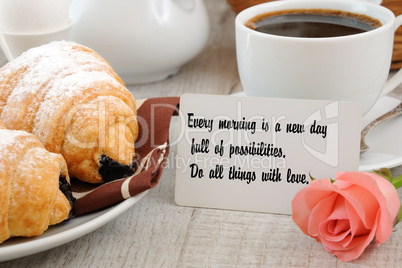 Breakfast with motivational quote