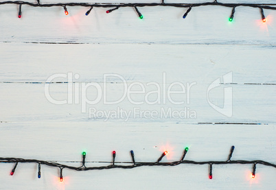 electric Christmas garland with colored small bulbs