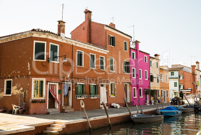 Colorful houses in Burano island , Italy
