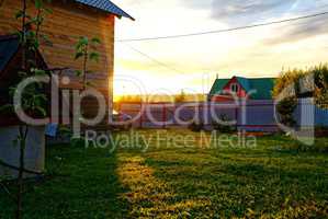 wooden house for a rural plot in the spring