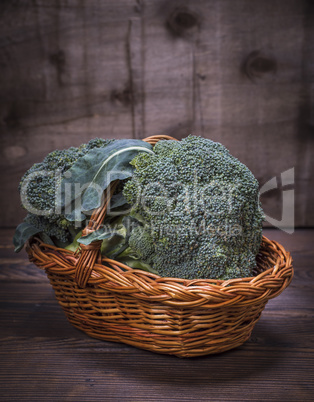 fresh broccoli in a brown wicker basket