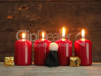 Four red Advent candles