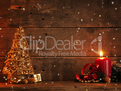 Romantic Christmas background with candle light