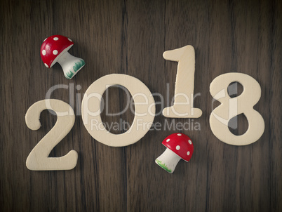 New Year 2018 on wood