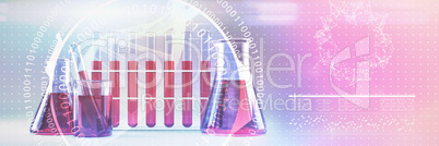 Composite image of digital image of dna helix with numbers