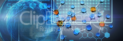 Composite image of digital image of brain with dna helix and graph