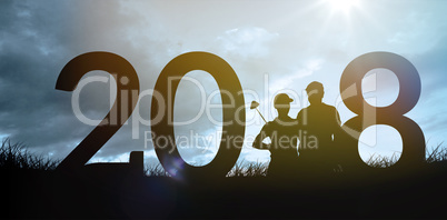 Composite image of two golfer side by side