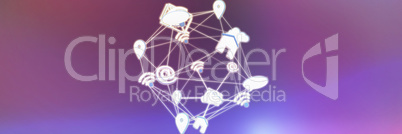 Composite image of lines connecting various networking icons