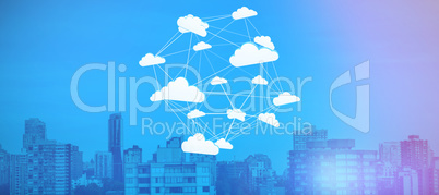 Composite image of abstract image of cloud computing symbol