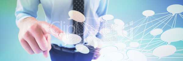 Composite image of high angle view of businessman using imaginary screen
