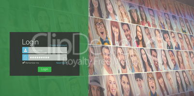 Composite image of close-up of login page Composite image of close-up of login page