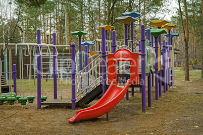 A Playground for children in autumn Park.