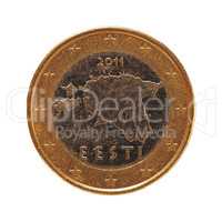 1 euro coin, European Union, Estonia isolated over white