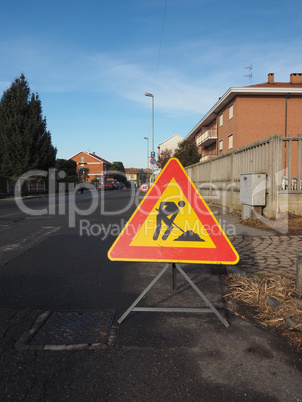 road works sign