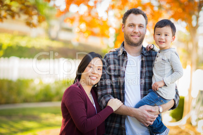 Outdoor Portrait of Mixed Race Chinese and Caucasian Parents and