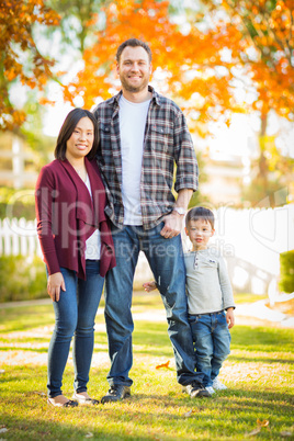 Outdoor Portrait of Mixed Race Chinese and Caucasian Parents and