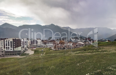 Hotels ski resort in the mountains.