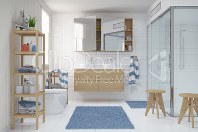 3d render - scandinavian - nordic bathroom