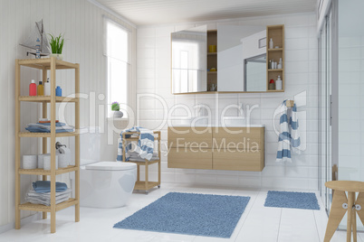 3d render - scandinavian - nordic bathroo