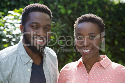 Smiling couple in garden