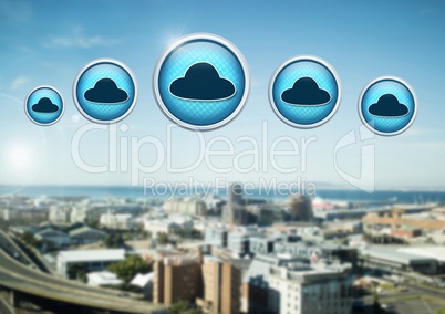 Cloud icons in city