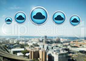 Cloud icons in city
