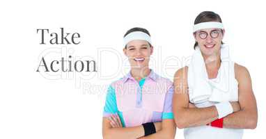 Take Action text and fitness couple