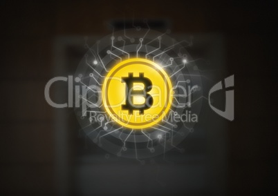 bitcoin graphic icon with energy circuits